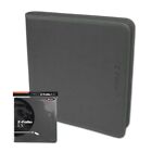 BCW Gaming Card Z Folio Album Zipper Leatherette 12 Pocket Pages Gray Case Gift