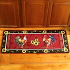 Country French Rooster Sunflower Kitchen Cushioned Floor Runner Rug 48'' x 19''