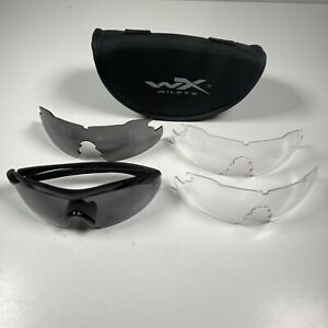 Wiley X Vapor US Army APEL Protective Glasses W/Case 2 Smoke & 2 Clear Lenses
