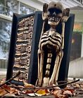 Antique 1950s Hand Carved Macabre Gothic Skeletal Sarcophagus Folk Art Stash Box