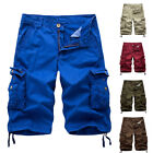 Men Casual 3/4 Long Length Shorts Elasticated Waist Cotton Cargo Combat Pant HOT