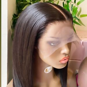 Lace Front Wig Handtied Bob Straight Black Heat Resistant Hair Natural
