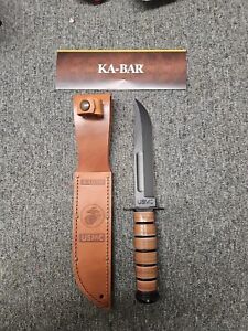 KaBar USMC Fighting Knife Leather Sheath Straight Edge #1217 Free Shipping