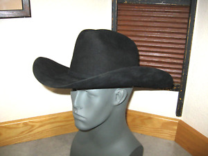 Vintage STETSON 6X SILVERTON BLACK Fur Felt Western Cowboy Hat size (56) 7