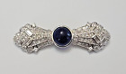 Hollywood Collection HC 925 Sterling Silver Blue Clear Rhinestone Brooch