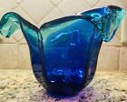 Murano Art Glass White Crystal TULIP Vase/Candle Holder Blue Green Italy