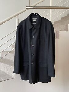 Vintage Mens ISSEY MIYAKE Car Coat Jacket Wool Silk Herringbone Trench Sz 5 2XL