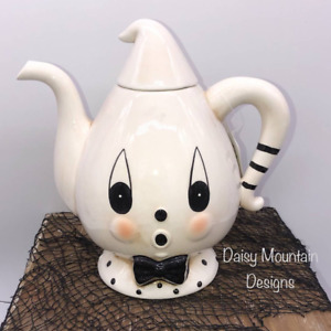 Johanna Parker Ghost Teapot Halloween Tea Pot Decor Gus Bow Tie New Teapot
