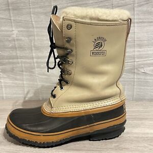 Lacrosse Winnipeg Snow Boots Mens 9 Tan Vintage Leather Insulated Winter USA
