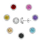 925 Sterling Silver Round Shaped Cubic Zirconia Stud EarringS - All Colors