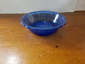 1930's Cobalt Blue Shirley Temple Glass Bowl with White Print