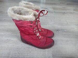 Columbia Red Quilted Laced Up Boots Waterproof Omni Grip BL1587 Women’s Size 9