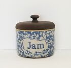 Clay City Pottery Jam Jar & Lid Stoneware Crock Vintage Studio Art Spongeware 3