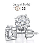 IGI Certified Diamond Stud Earrings Lab Grown 3.00 Carat F VS2 18K White Gold