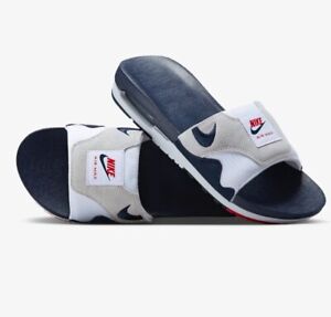 Nike Air Max 1 Slides Obsidian Red White Men's Slippers Flip Flops DH0295-104