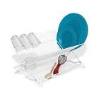 2 Tier Foldable Dish Drying Rack Set Dish Drainer with Cup Holder