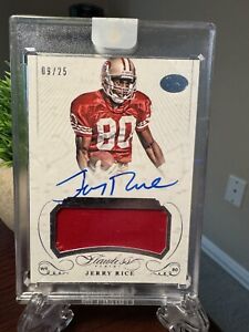 JERRY RICE 2015-2016 PANINI FLAWLESS ON CARD AUTO GAME USED PATCH /25