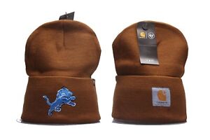 Carhartt '47 Beanie Detriot Lions NFL Adult Knit Hat Cap NWT OSFA Brown