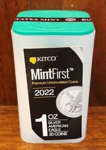 Roll of (20) 2022- 20 OZ SILVER AMERICAN EAGLE BU MINTFIRST + Gold Flakes Vail