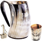 Viking Drinking Horn Mug, 15-20 Oz Natural Ox Horn Cup & Cofee Stein | Cool Uniq