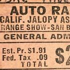 Vintage San Bernardino Jalopy ASS'N USAC Midgets Race Racing Ticket Aug 24 1962