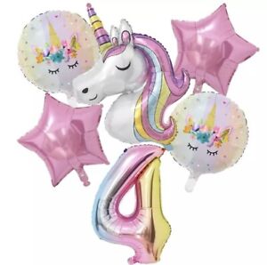 UNICORN Balloon Set for 4th Birthday Party Decoration Pink Set Girls Age 4