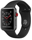 Apple Watch Series 3 42mm Space Gray Case Black Band GPS + Cellular - Very Good