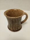 New ListingVintage Art Studio Pottery Stoneware Signed Earthtone Ribbed Coffee Mug