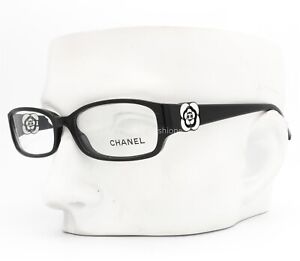 Chanel 3131 888 Eyeglasses Glasses Black w/ White Camellia Flower 51mm (Small)