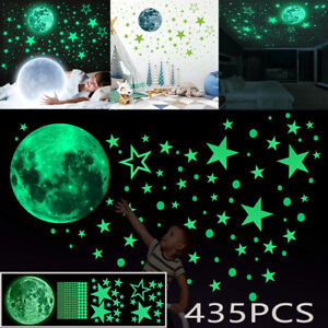435PCS Glow in The Dark Moon Stars Stickers Ceiling for Kids Bedroom Wall Decor