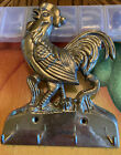 Vintage Brass Rooster Wall Mount 4 Key/Pot Holders 6” Tall