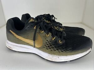 Nike 880560-009 Women's Air Zoom Pegasus 34 10 Running Shoes Black/Gold-Wheat