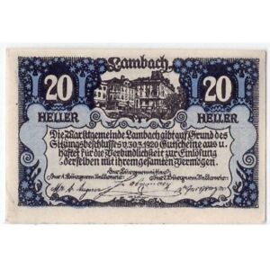 1920 Austria Notgeld Lambach 20 Heller Note (L239)