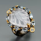 Vintage Natural Rose Quartz Ring 925 Sterling Silver Size 7.5 /R346313