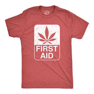 Mens First Aid T shirt Funny 420 Marijuana Pot Leaf Graphic Weed Tee For Stoner