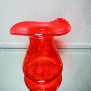 New ListingMCM Crackle Glass Jack in the Pulpit Orange Vase