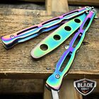High Quality RAINBOW Practice BALISONG METAL BUTTERFLY Steel Trainer Knife NIB