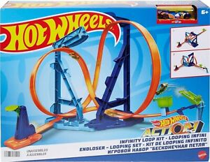 Hot Wheels Toy Car Track Set Infinity Loop Kit, 2 Stunt Set-Ups, 1:64 Scale