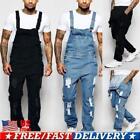 Mens Denim Dungaree Overalls Pants Trousers Bib Ripped Cargo Jeans Jumpsuit US