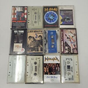 Lot of 12 Cassette Tapes - 80’s Music, Def Leppard Van Halen Bon Jovi Aerosmith