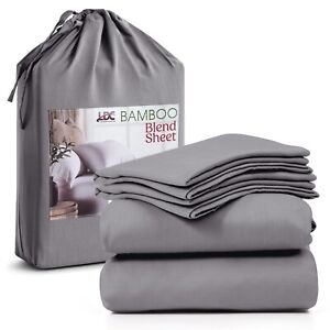 4-Piece Premium Bamboo Bed Sheet Set Deep Pocket Breathable Soft Bamboo Sheets