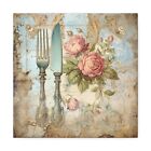 Floral Knife and Fork Canvas Gallery Wrap