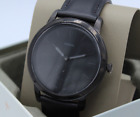 NEW AUTHENTIC FOSSIL THE MINIMALIST SLIM BLACK LEATHER MEN'S FS5447 WATCH