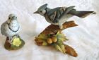 2 ANDREA BY SADEK BLUE JAY BIRD FIGURINES ADULT 9973 BABY 6350 PERFECT CONDITION