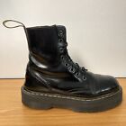 Dr Doc Martens Jadon Womens 8 M Black Patent Leather Chunky Sole Combat Boots
