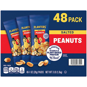Salted Peanuts, 1 Oz. Bags (48 Pack) - Snack Size Peanuts with Sea Salt & Simple