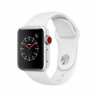 Apple Watch Series 3 38mm Silver Case White Sport Band GPS + Cellular -Very Good