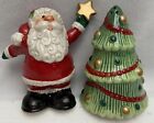 Fitz And Floyd Santa With Star and Christmas Tree Salt and Pepper Shaker Set