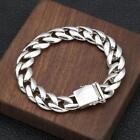 925 Sterling Silver Bracelet for Men Jewelry Heavy Thick Cuban Link Chain Bangle