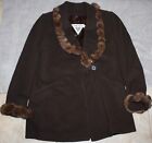 J PERCY FOR MARVIN RICHARDS 100% LAMBSWOOL CHOCOLATE BROWN FUR TRIMMED COAT 6